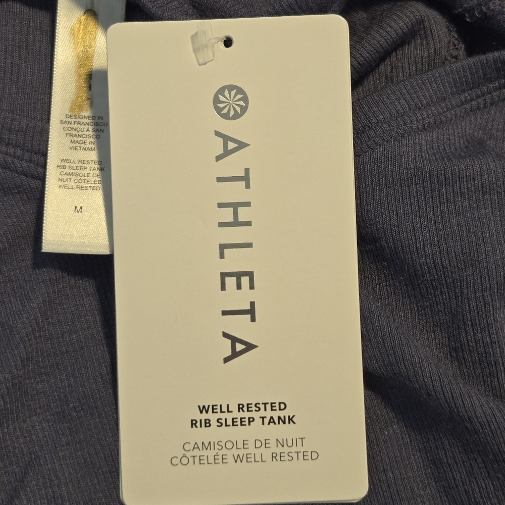 Athleta Womens Blue Ribbed Modal Well Rested Sleep Tank Top Medium - Picture 6 of 10